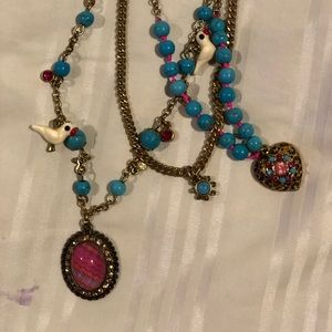 Lovely Betsey Johnson dove  beaded necklace